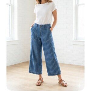 Seven7 Women's Size 8 Blue / White Pin Stripes High Rise Wide Capris Pant